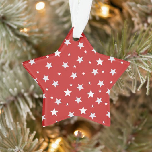 Witte sterren op rode kerstvakantie ornament (Boom)