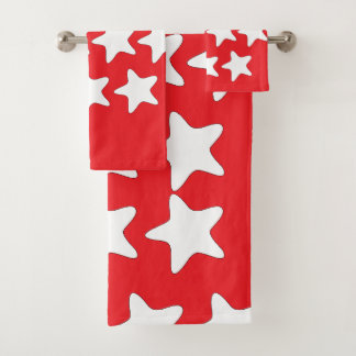 Witte sterren op rood bad handdoek