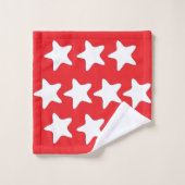 Witte sterren op rood bad handdoek (Wasdoekje)