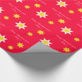 Witte sterren op rood, kerstmis gepersonaliseerd cadeaupapier (Hoek)