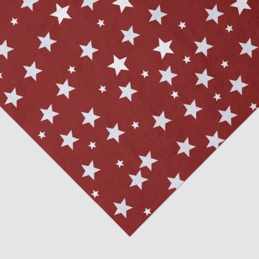 Witte sterren op rood patroon tissuepapier (Detail)