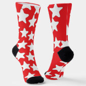 Witte sterren op rood sokken (Gebogen)