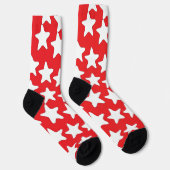 Witte sterren op rood sokken (Rechts)