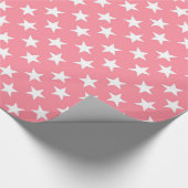 Witte sterren op roze cadeaupapier (Hoek)