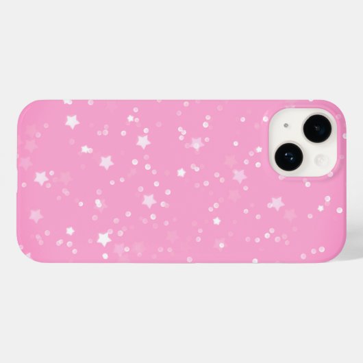 Witte sterren op roze Case-Mate iPhone case (Achterkant (horizontaal))
