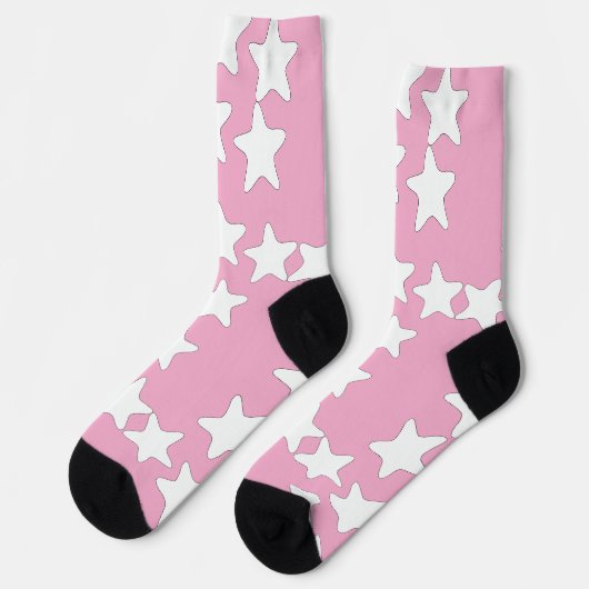 Witte sterren op roze sokken (Links)