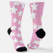 Witte sterren op roze sokken (Gebogen)