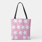 Witte sterren op roze tote bag (Achterkant)