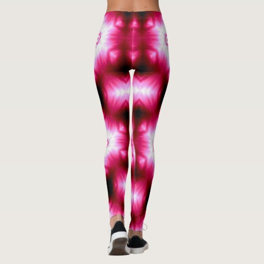 witte sterren op roze/zwart leggings (Achterkant)