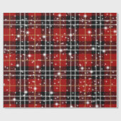 Witte sterren op Tartan Plaid Cadeaupapier (Vlak)