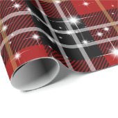 Witte sterren op Tartan Plaid Cadeaupapier (Rol Hoek)