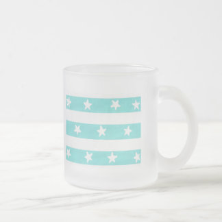 Witte sterren op turquoise strepen mokken