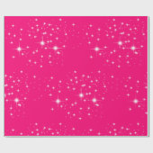 Witte sterren op warmroze omlooppapier cadeaupapier (Vlak)