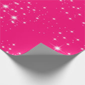 Witte sterren op warmroze omlooppapier cadeaupapier (Hoek)