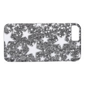 Witte sterren op zilveren glitter-blik Case-Mate iPhone case (Achterkant (Horizontaal))