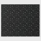 Witte sterren op zwart omslagpapier cadeaupapier (Vlak)