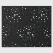 Witte sterren op zwart omslagpapier cadeaupapier (Vlak)