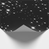 Witte sterren op zwart omslagpapier cadeaupapier (Hoek)