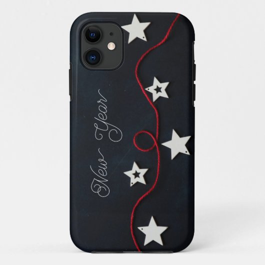 Witte sterren op zwart oppervlak iphone case (Achterkant)