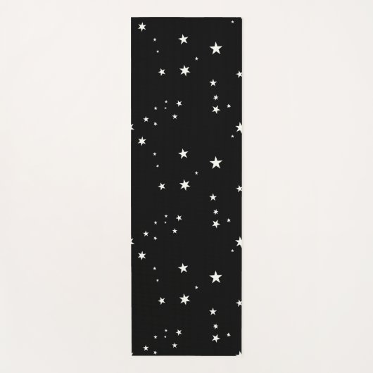 Witte sterren op zwart yogamat (Voorkant)