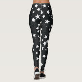 Witte sterren op zwarte achtergrond leggings (Achterkant)