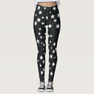 Witte sterren op zwarte achtergrond leggings