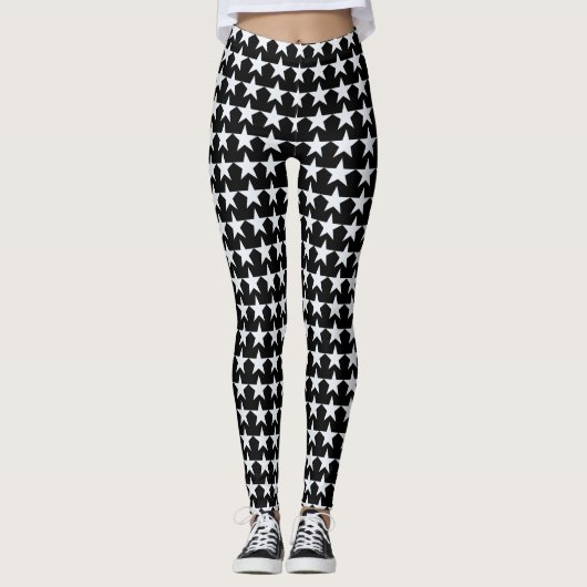 witte sterren op zwarte leggings (Voorkant)