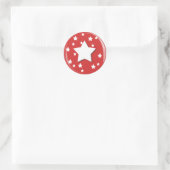 Witte sterren over rood  ronde sticker (Tas)
