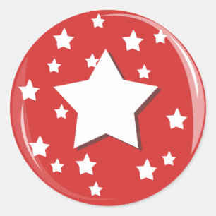 Witte sterren over rood ronde sticker