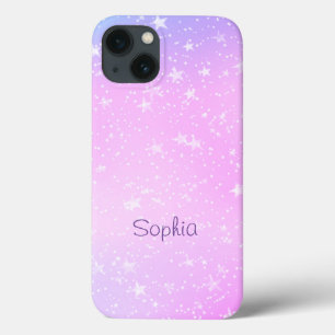 Witte sterren, paarse en roze ombre, paarse naam Case-Mate iPhone case