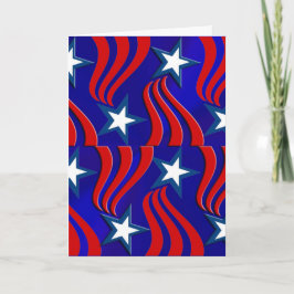 Witte sterren, Rode Stripes Blue Patriotic Holiday Kaart