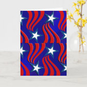 Witte sterren, Rode Stripes Blue Patriotic Holiday Kaart (Gele Bloem)