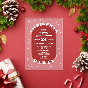 Witte sterren Rood & Bevroren Kerstfeest Acryl Uitnodigingen