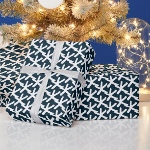 Witte sterren, sneeuwvlokken, blauw-hemelwinterse  cadeaupapier