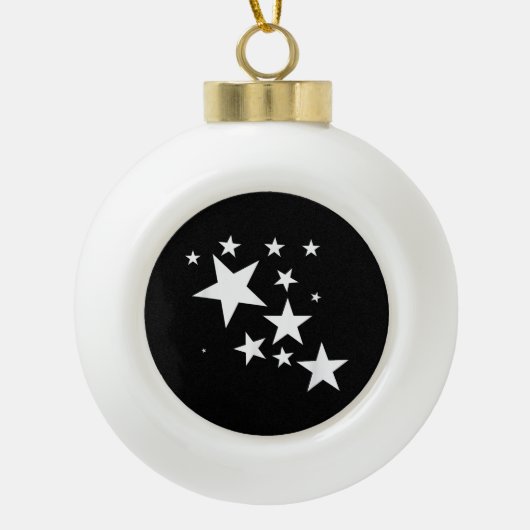 Witte Sterren Star-Pattern-Design Kostuum Gift Keramische Bal Ornament (Voorkant)