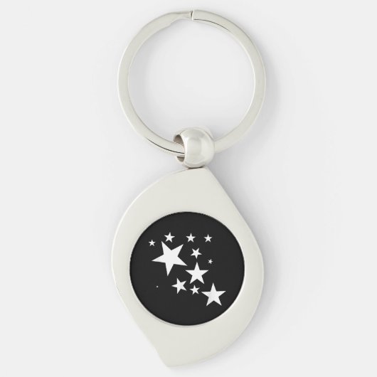 Witte Sterren Star-Pattern-Design Kostuum Gift Sleutelhanger (Voorkant)