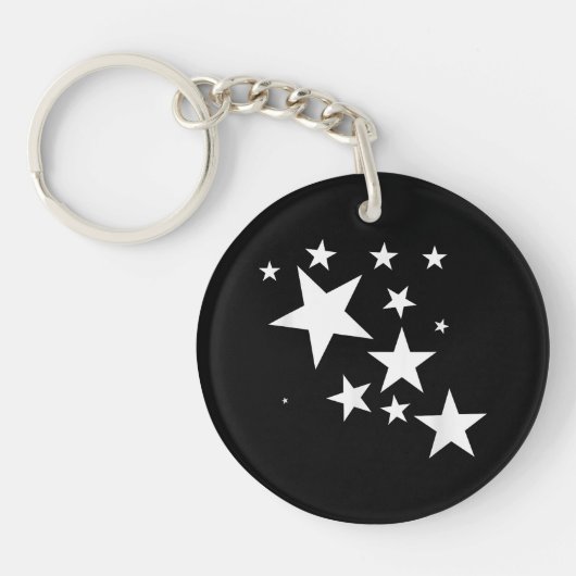Witte Sterren Star-Pattern-Design Kostuum Gift Sleutelhanger (Voorkant)