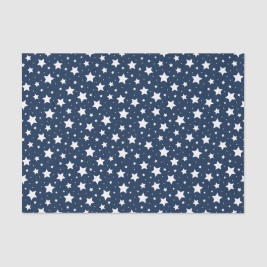 Witte sterren tegen donkerblauwe achtergrond tissuepapier (Voorkant)