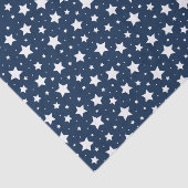 Witte sterren tegen donkerblauwe achtergrond tissuepapier (Detail)