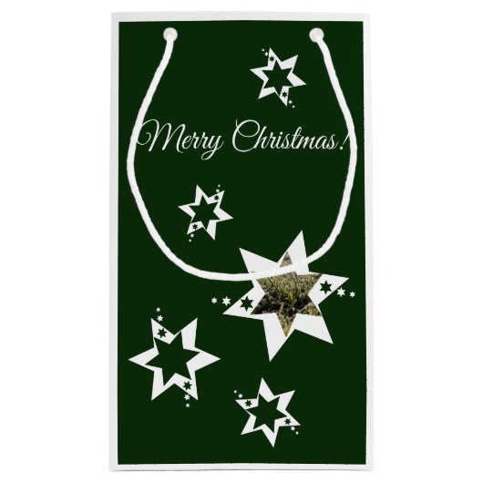 Witte Sterren Tuinservice Foto Prettig Kerstfeest Klein Cadeauzakje (Achterkant)