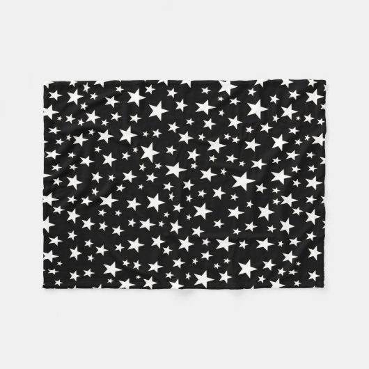 Witte sterren zwart fleece deken (Voorkant (Horizontaal))