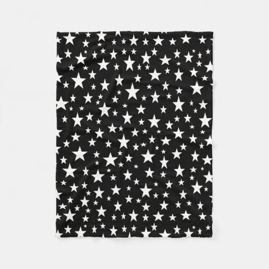 Witte sterren zwart fleece deken (Voorkant)