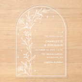 Witte Sterrenhemel Boog Bloemenkleed Bruiloft Acryl Uitnodigingen (Voorkant)
