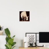 Witte Stier Die Buckt Voor Rodeo Poster (Thuiskantoor)