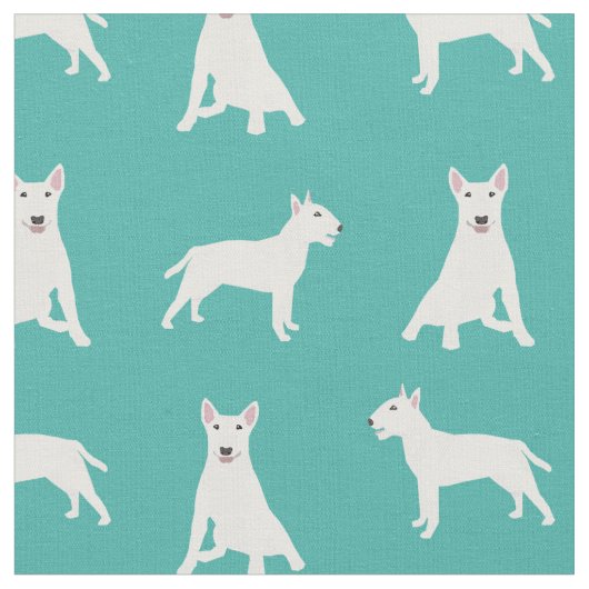 witte stier doodshond turquoise stof (Close Up)