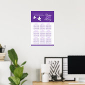 witte stieren paarse trouwtafel plan 1-9 poster (Thuiskantoor)