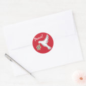 Witte stift op rode feestdag ronde sticker (Envelop)