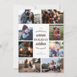 Witte  Stijl Acht Foto Warme Wishes Feestdagenkaart