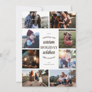 Witte  Stijl Acht Foto Warme Wishes Feestdagenkaart