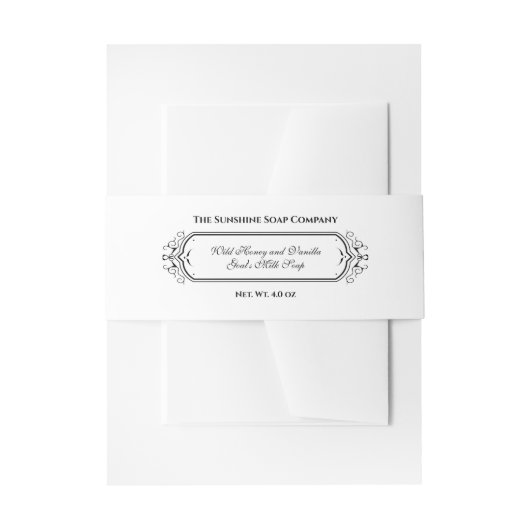 Witte  stijl zeep buikband uitnodigingen wikkel (Voorkant Voorbeeld)